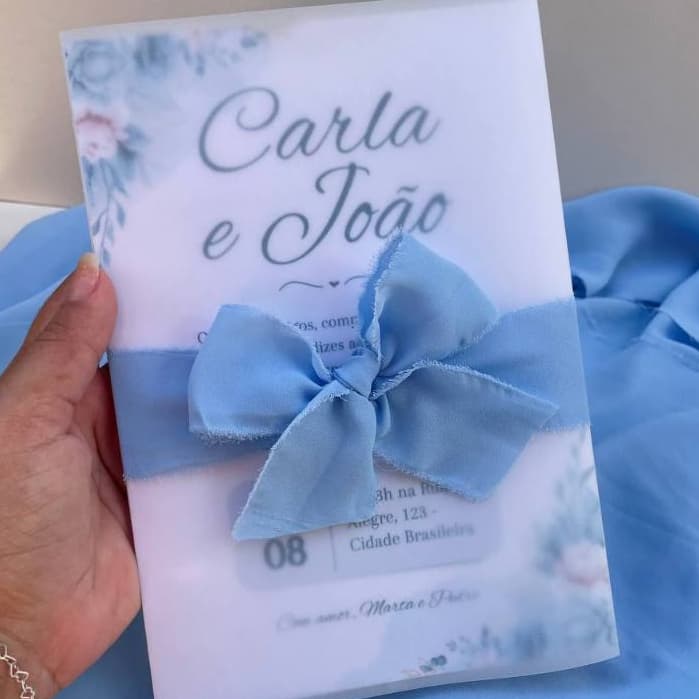 Convite - Envelope Papel Vegeal e Laço - Casamento/Aniversário - Produzimos em todas as Cores