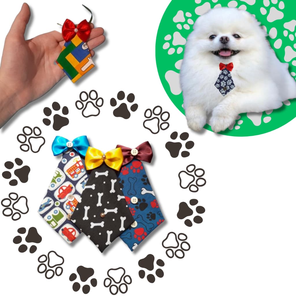 Gravatas Pet, Macho, Cachorro, Gato, Cães, Banho e Tosa, Pet Shop, Kit, Tamanho M, 15 Unidades.