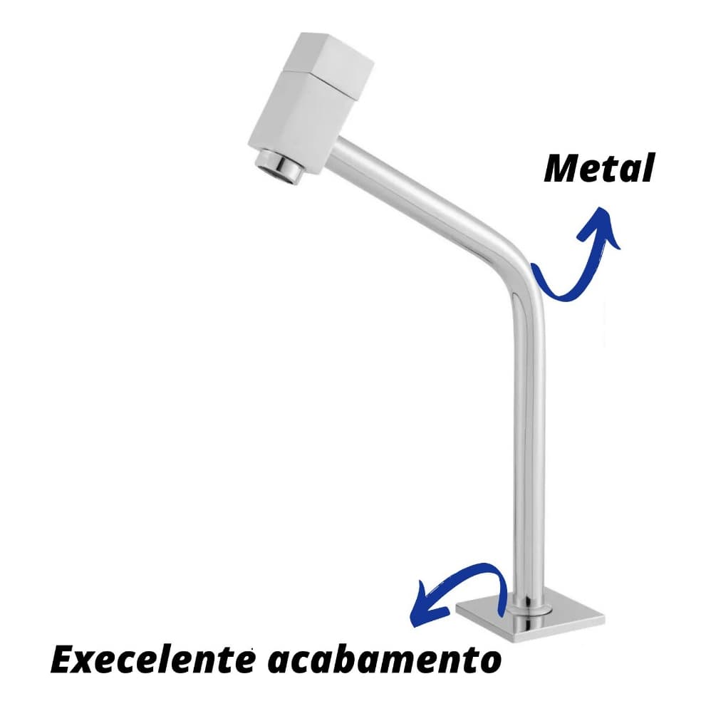 Torneira Lavatório 3030 Quadrada Em Metal Média 45°
