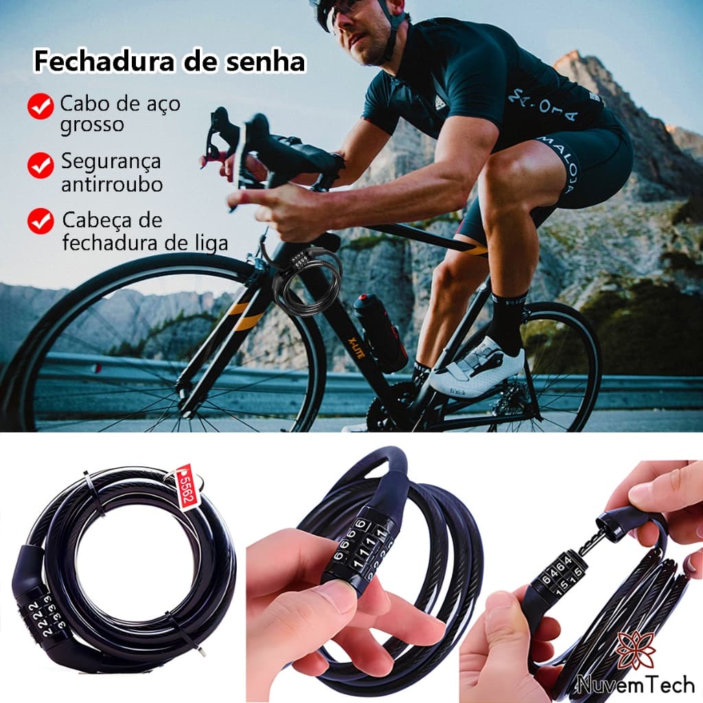 Cadeado Corrente Bicicleta Bike Moto Segredo Em Aço Segurança Antirroubo