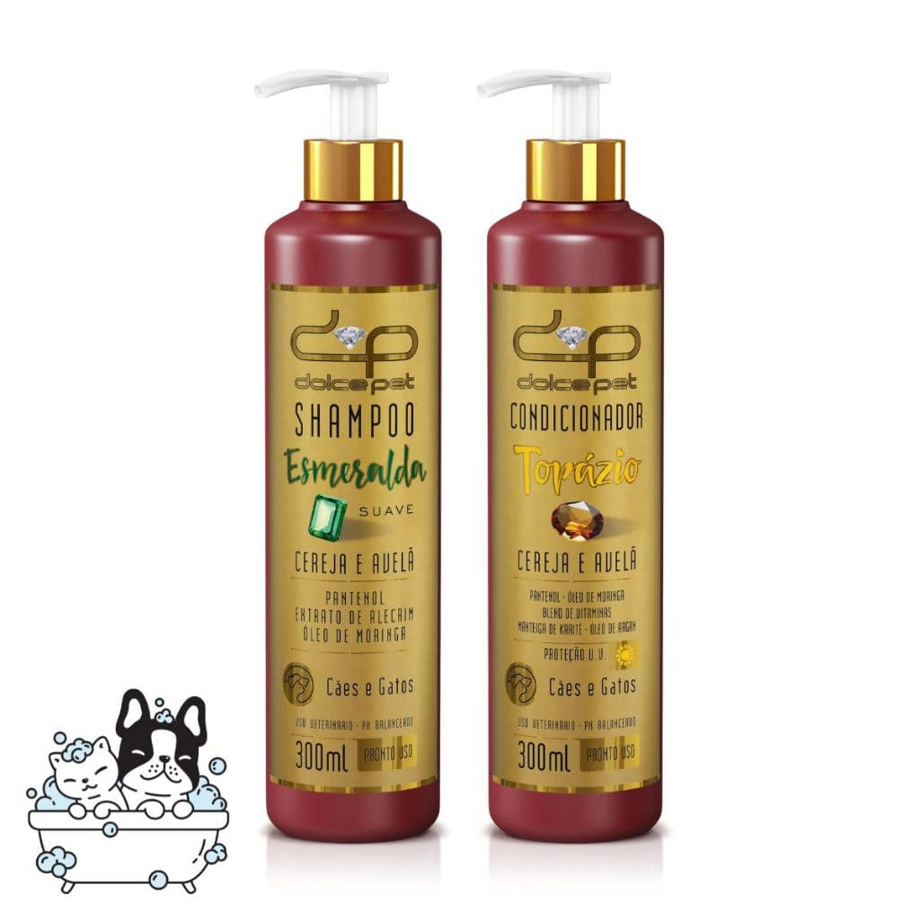 Kit Dolce Pet Shampoo Suave 300 ml + Condicionador 300 ml Cães e Gatos