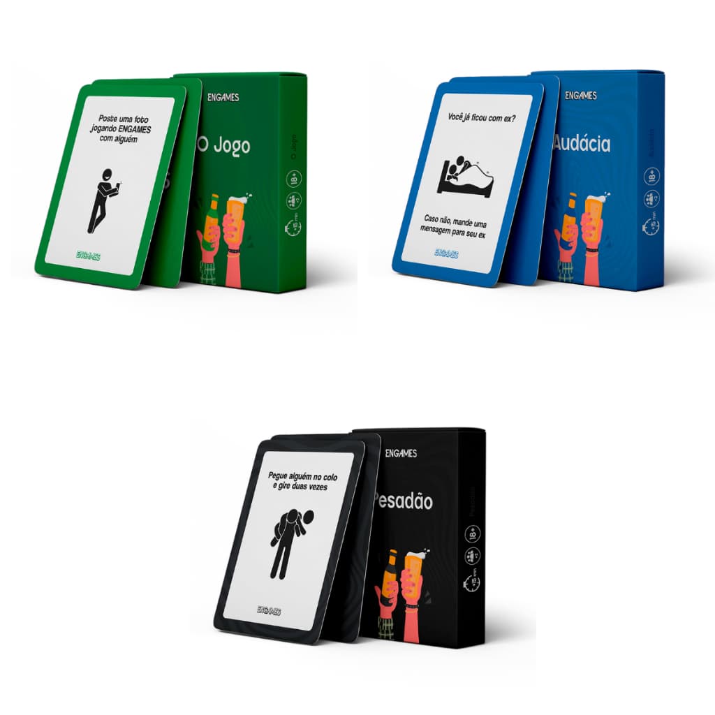 Kit Esquenta a Festa O Jogo + Audácia + Pesadão Anime a sua Resenha Jogo para adultos Festa Drink Game Beber Esquenta Bebe jogo de festa baralho animado diversão galera +18 Casal Apimentar com 55 Cartas por Pacote