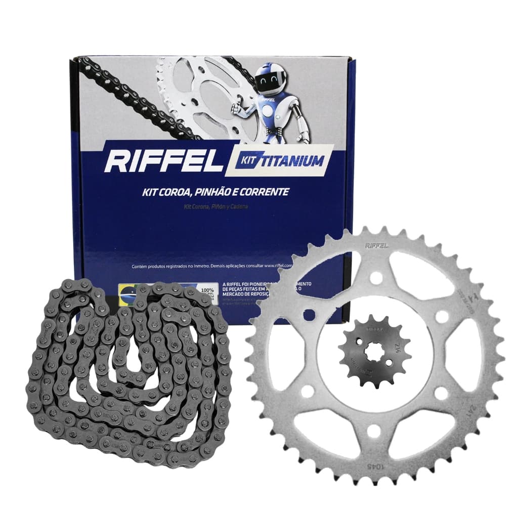 Kit Relaçao Transmissão Xtz 150 Crosser Todas Riffel Aço 1045 Reforçado Titanium