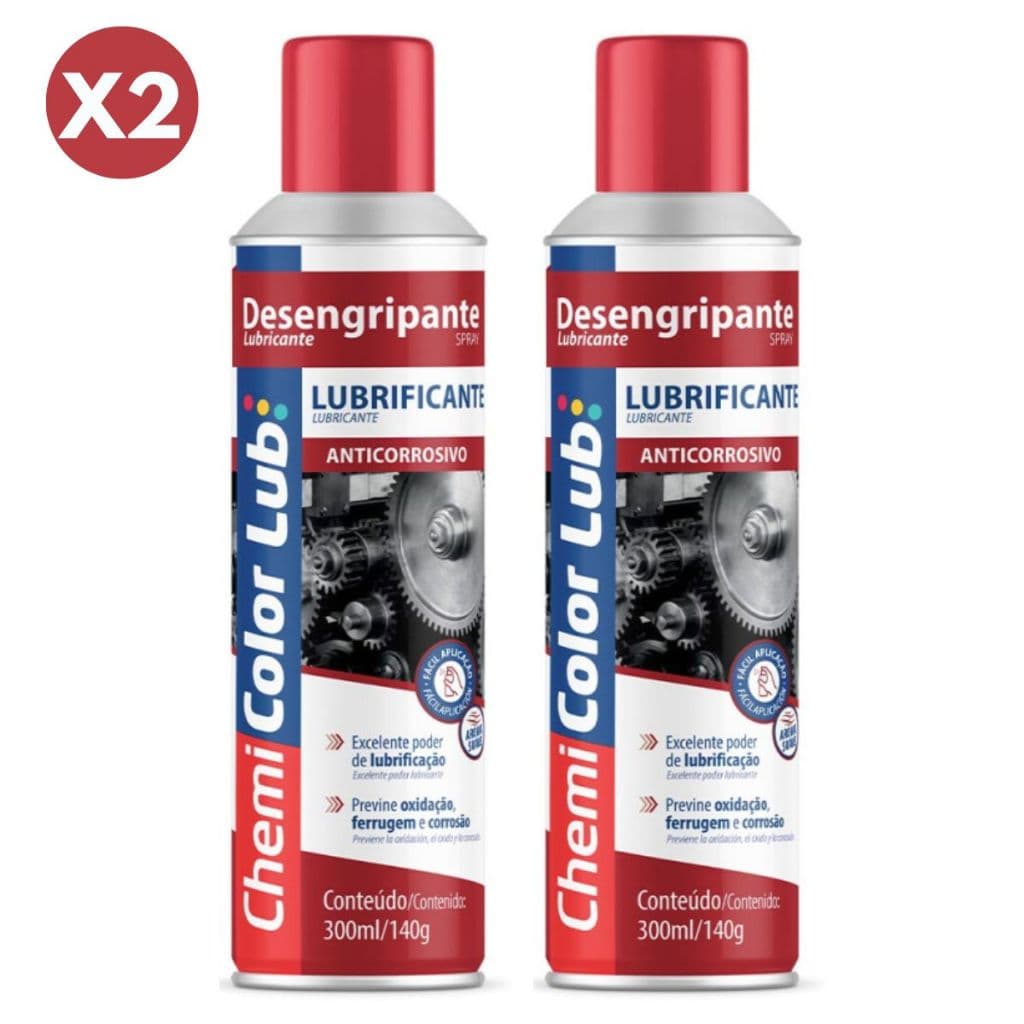 Kit 2 Desengripante Lubrificante Anticorrosivo 300ml Chemi Color Lub