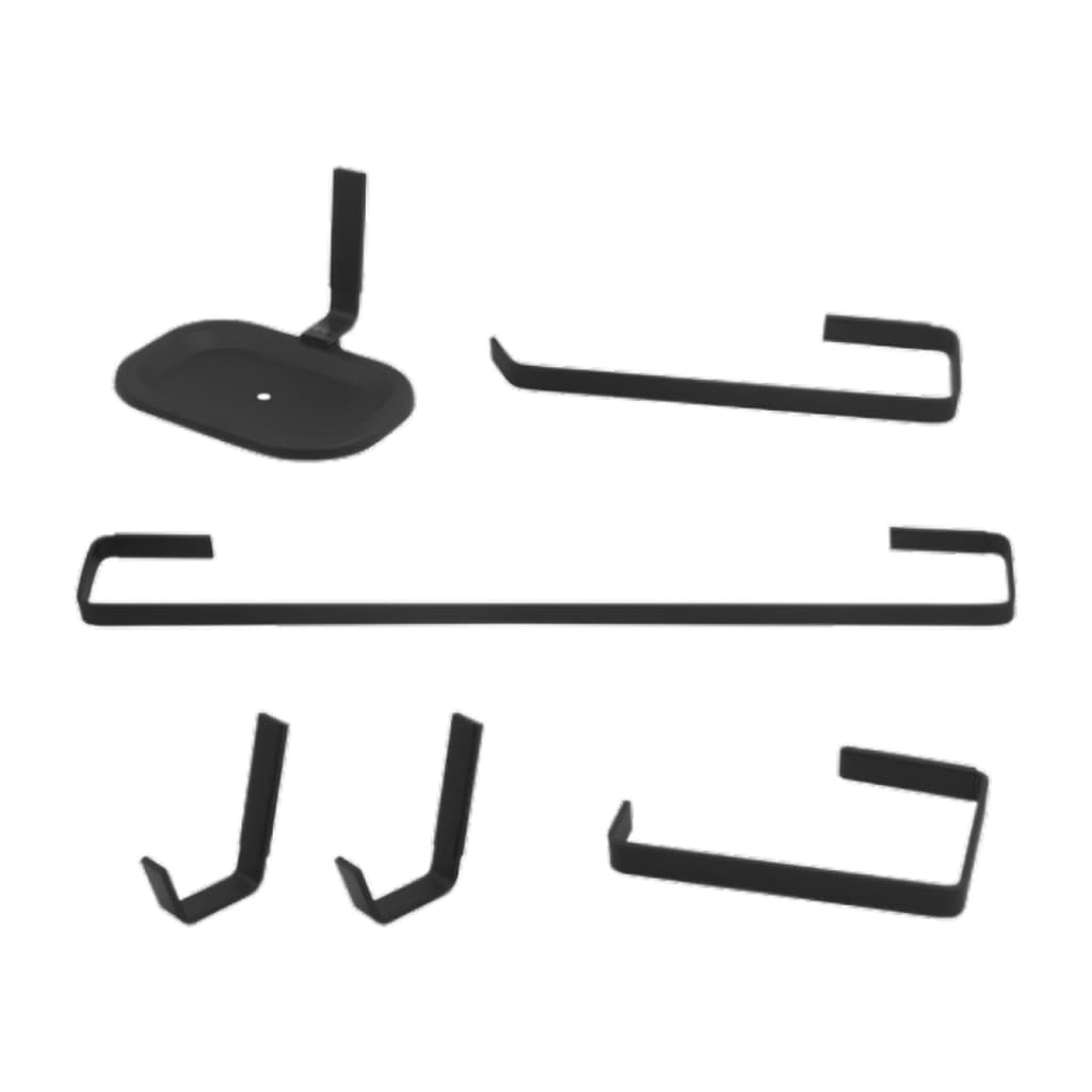 Kit Acessórios 6 Peças Para Banheiro Preto Fosco Com 02 Cabides