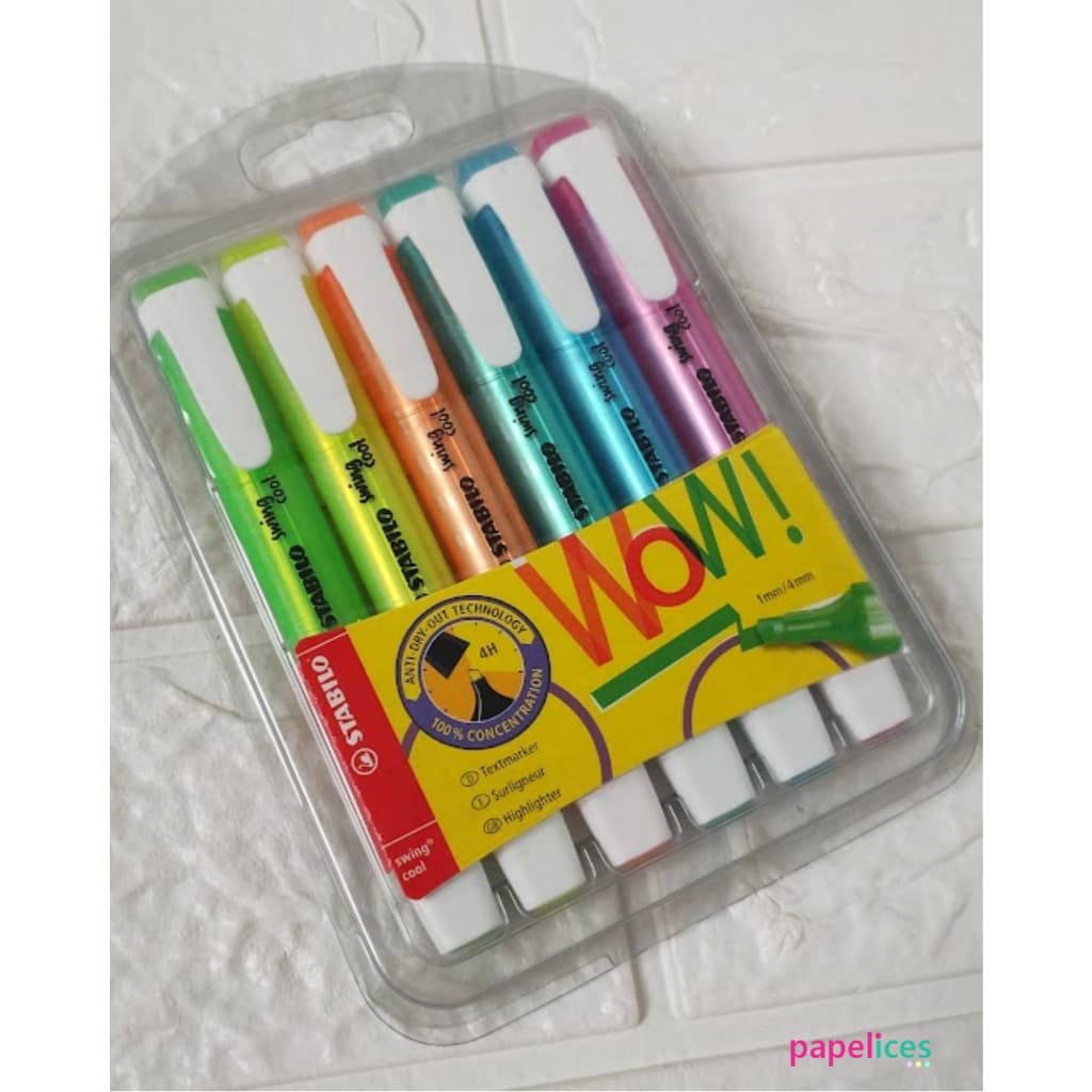 Stabilo Swing Cool WOW Marca Texto com 6 Cores