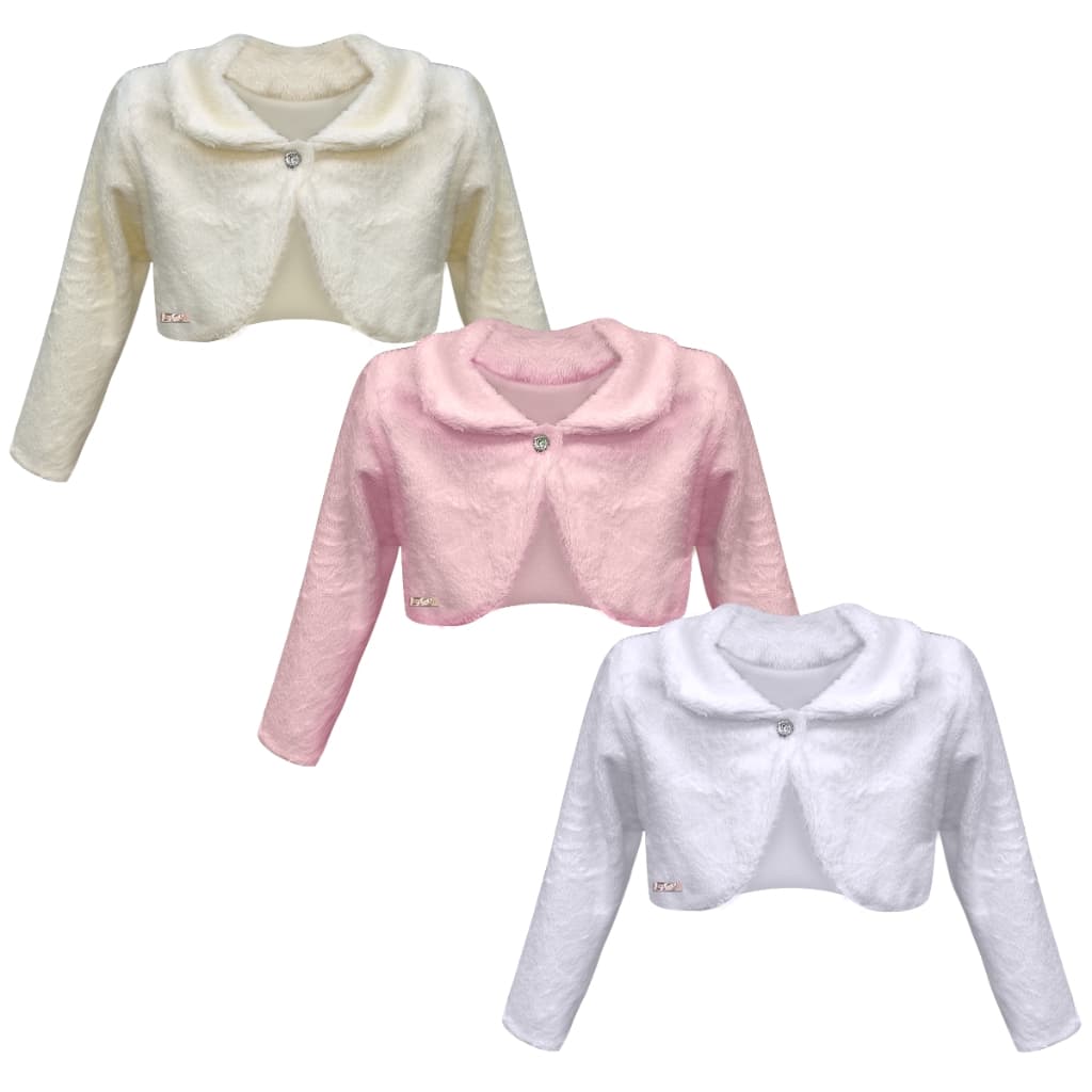 Bolero Infantil Pelo Plush Menina Festa Luxo Aniversário 1 ao 4