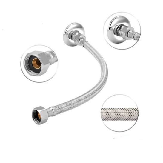 Engate Mangueira Flexível Trançado 60cm Mangueira  Aço Inox   agua quente e fria