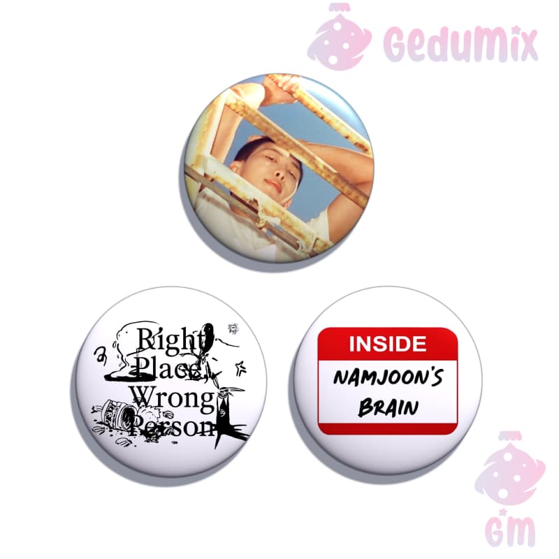 KIT 3 Bottons Broches BTS RM Namjoon Right Place Wrong Person RPWP Concept