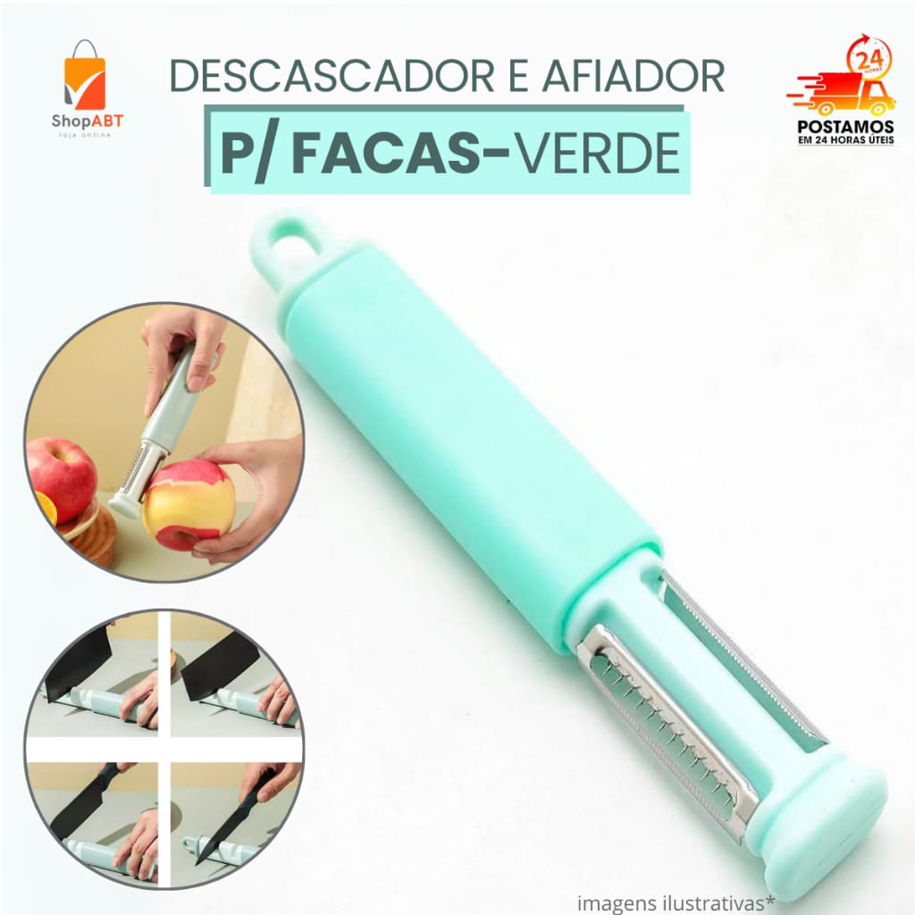 Afiador de Faca 2 em 1 Portátil Aço Inox Amolador Afiador de Facas Descascador Vegetais De Legumes Frutas Cozinha