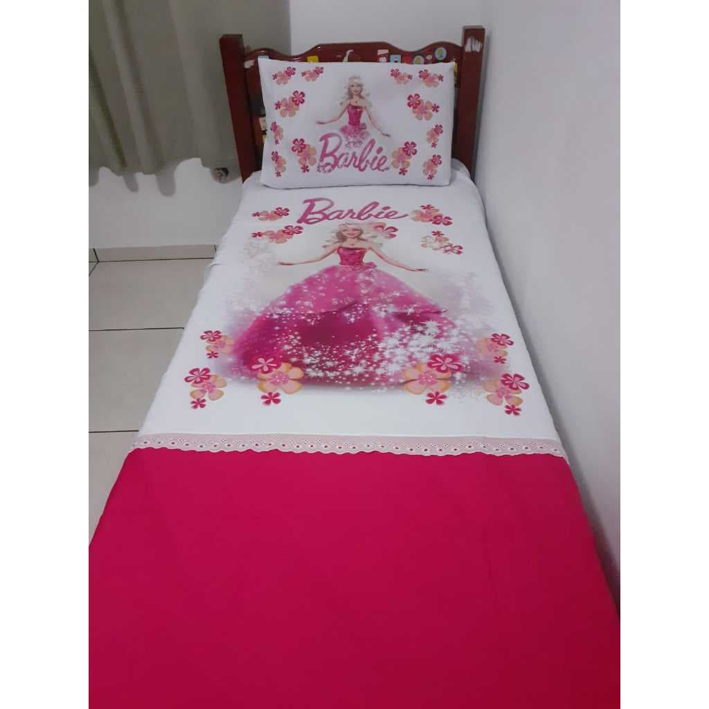 Jogo de Cama Infantil  Solteiro Personagens 3 Peças com Colcha + Porta Travesseiro + Travesseiro Infantil