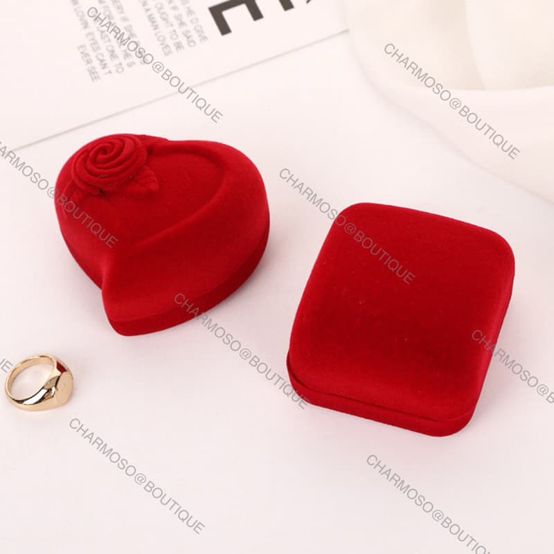 Joias de pano flocado, anel de diamante, par de anéis, embalagem, caixa de presente, caixa de anel duplo de casamento