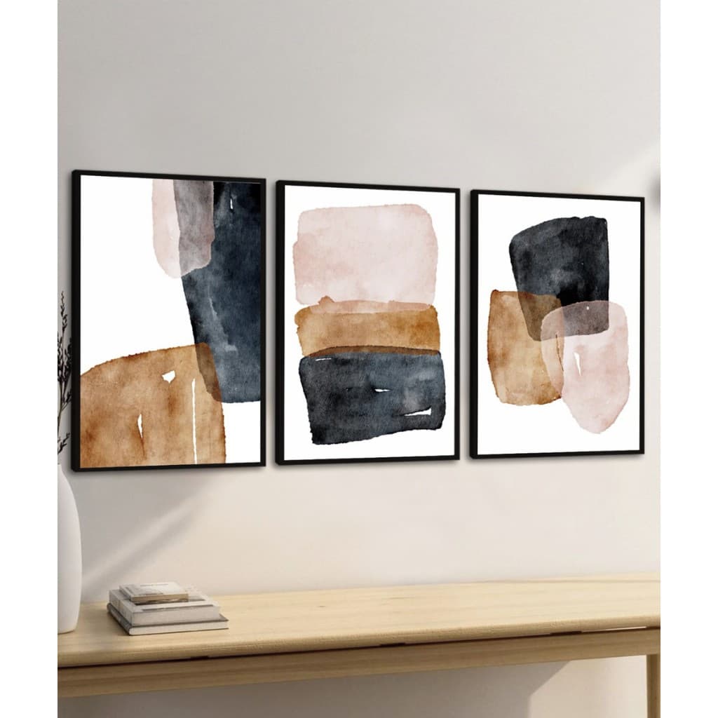 Quadro Decorativo Abstrato Neutro Trio