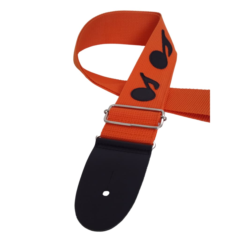 Correia Yes CN5 (Alça) Guitarra Violão Baixo Viola - Personalizada Laranja Notas musicais.