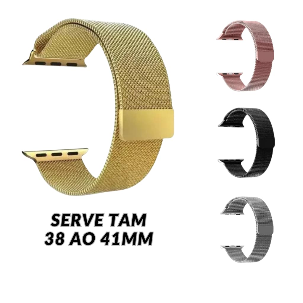 Pulseira Smartwatch Metal Milanese Aço Serve Tamanhos 38 ao 41mm