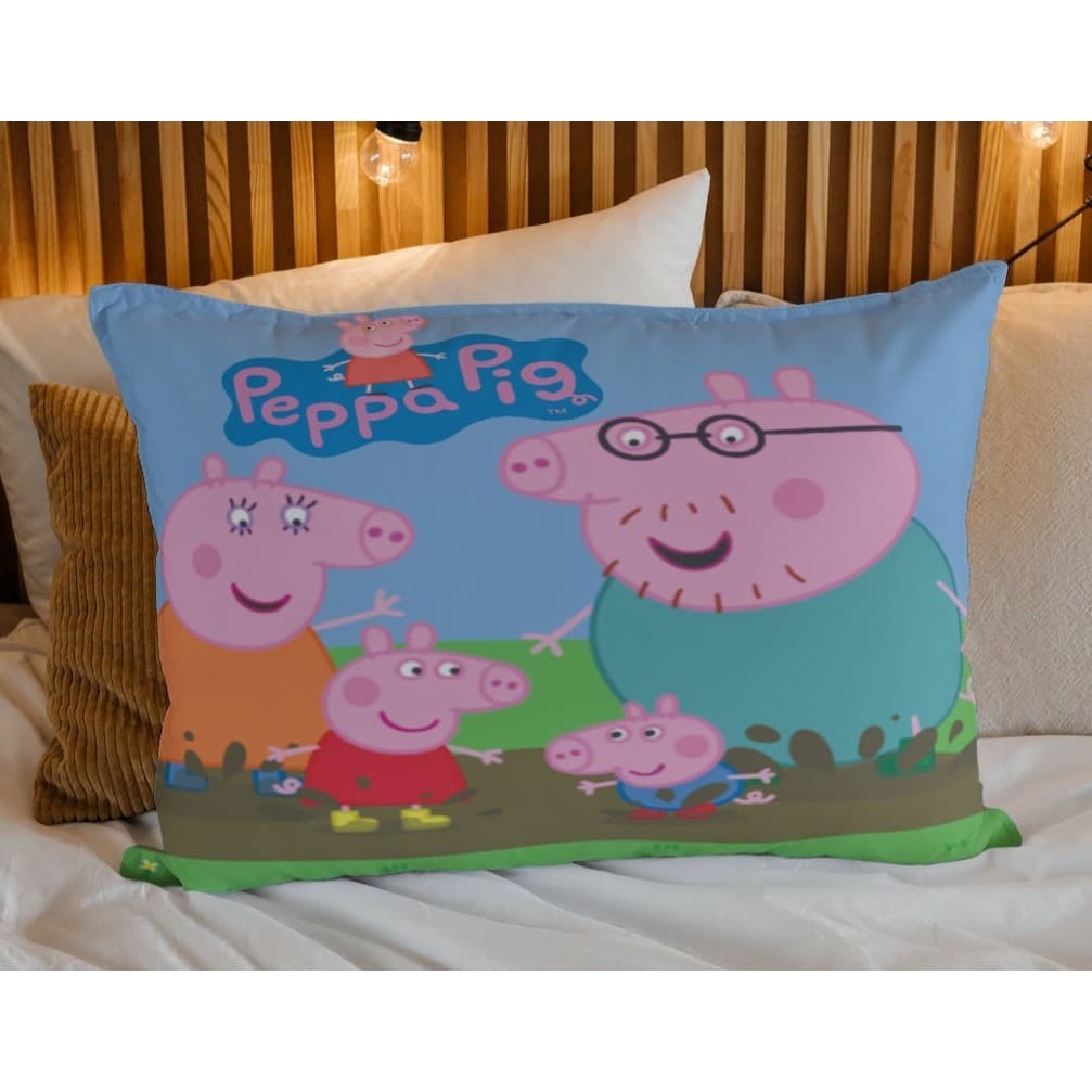 Fronha Estampada Micropercal 70x50cm Capa de Travesseiro Pepa Pig Infantil Quarto Decoração Macia Resistente