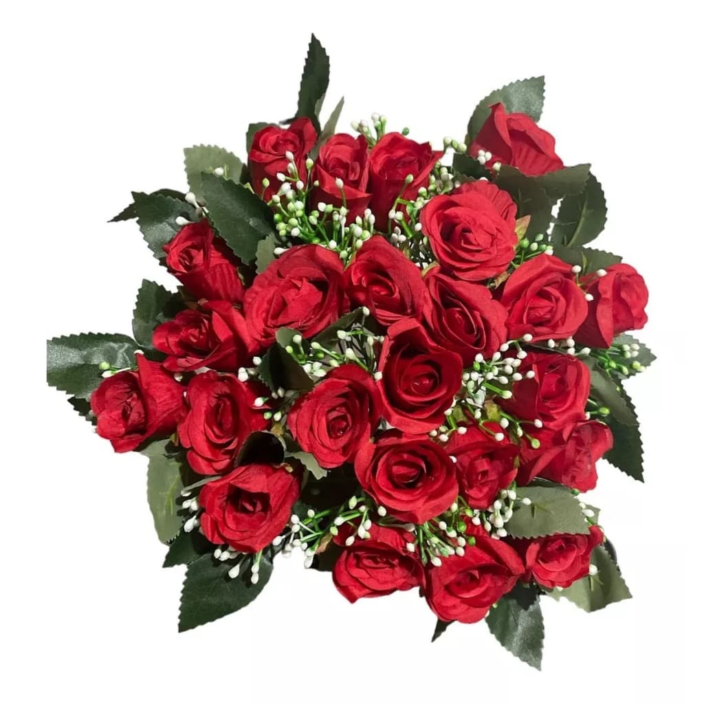1 Buque Grande Rosas Artificial Flor E Folhas