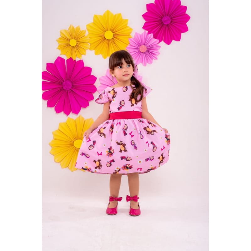 Vestido Infantil Marsha e Urso para Menina Bebê