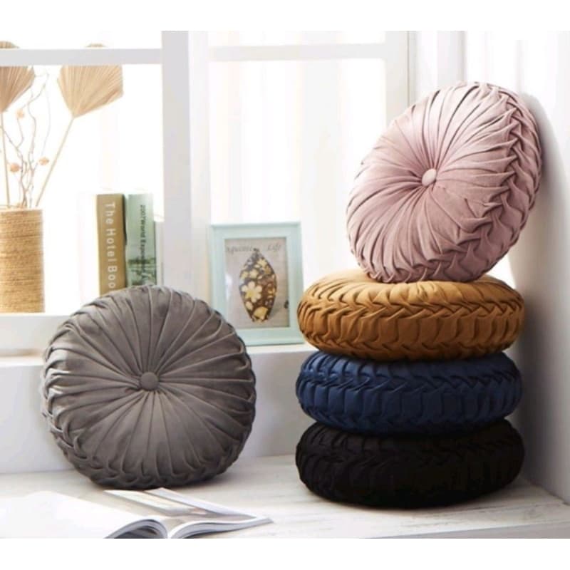 almofada redonda artesanal luxuosa em veludo decoração sofá 35 cm