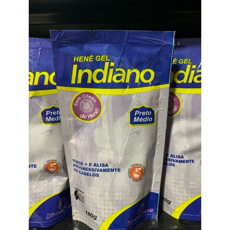 Indiano Henê Gel 180g Preto Forte ou Médio  Pouche Marca: Indiano