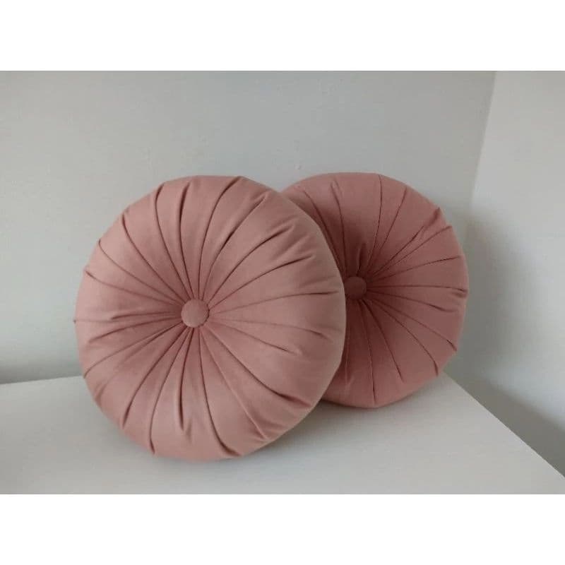 kit 2 Almofadas decorativa redonda rosê veludo decoração luxuosa 35 cm