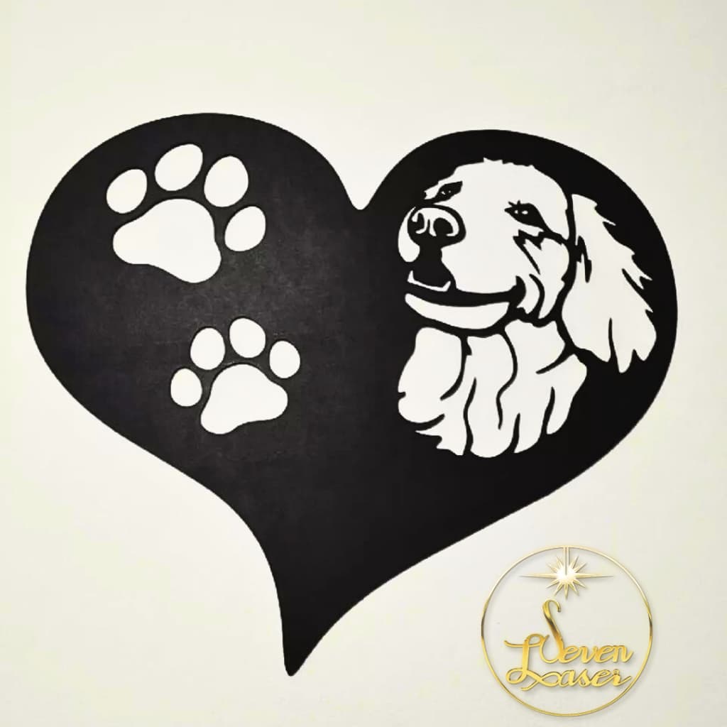 Quadro Decorativo Amor Cachorro Golden Retrivier Decoração Sala Quarto Veterinário Dog Madeira Mdf