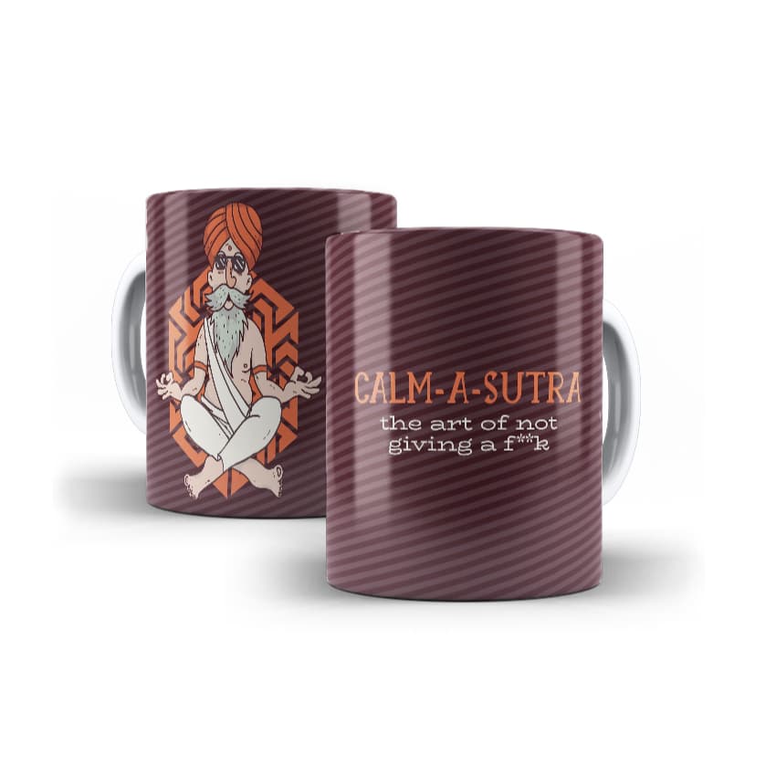 Caneca Porcelana Ioga Humor Calm-a-Sutra