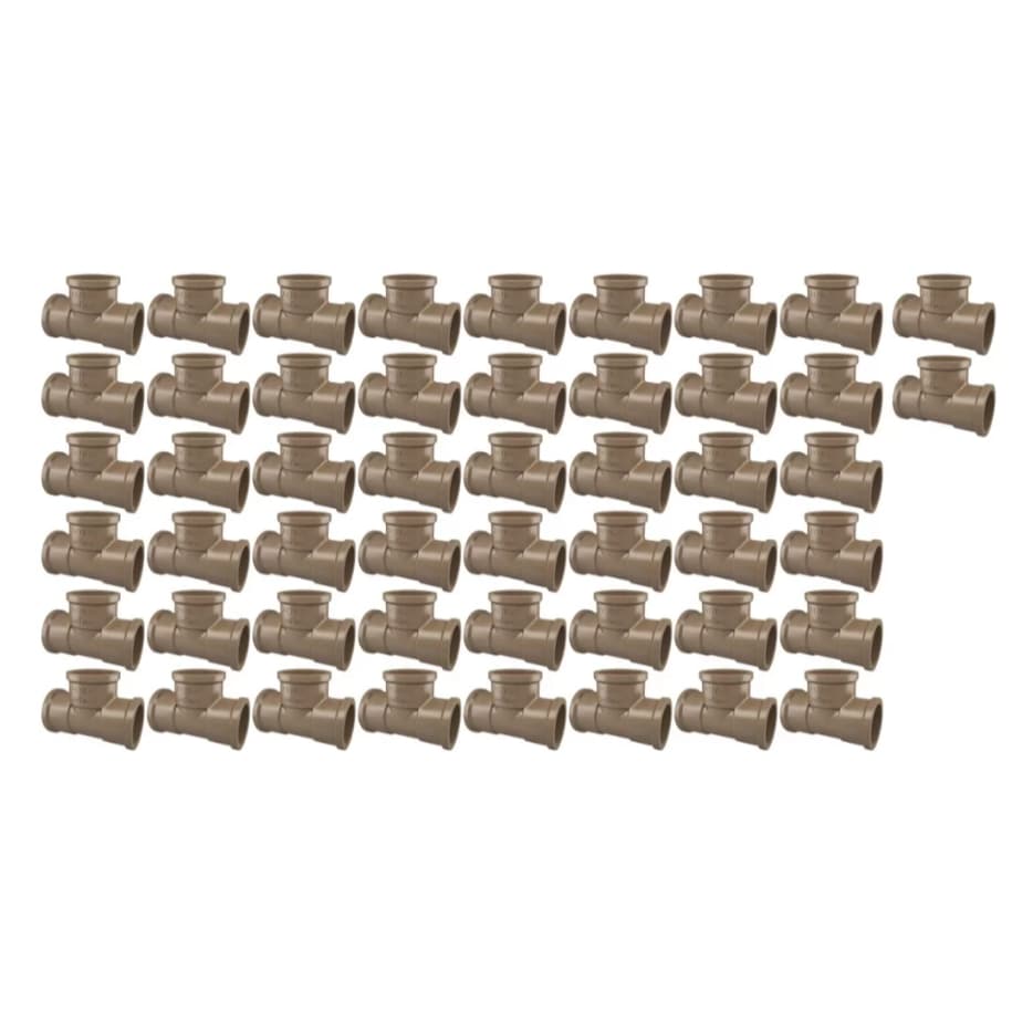 Kit 50 Conexão Tee Pvc Marrom 25mm = 3/4