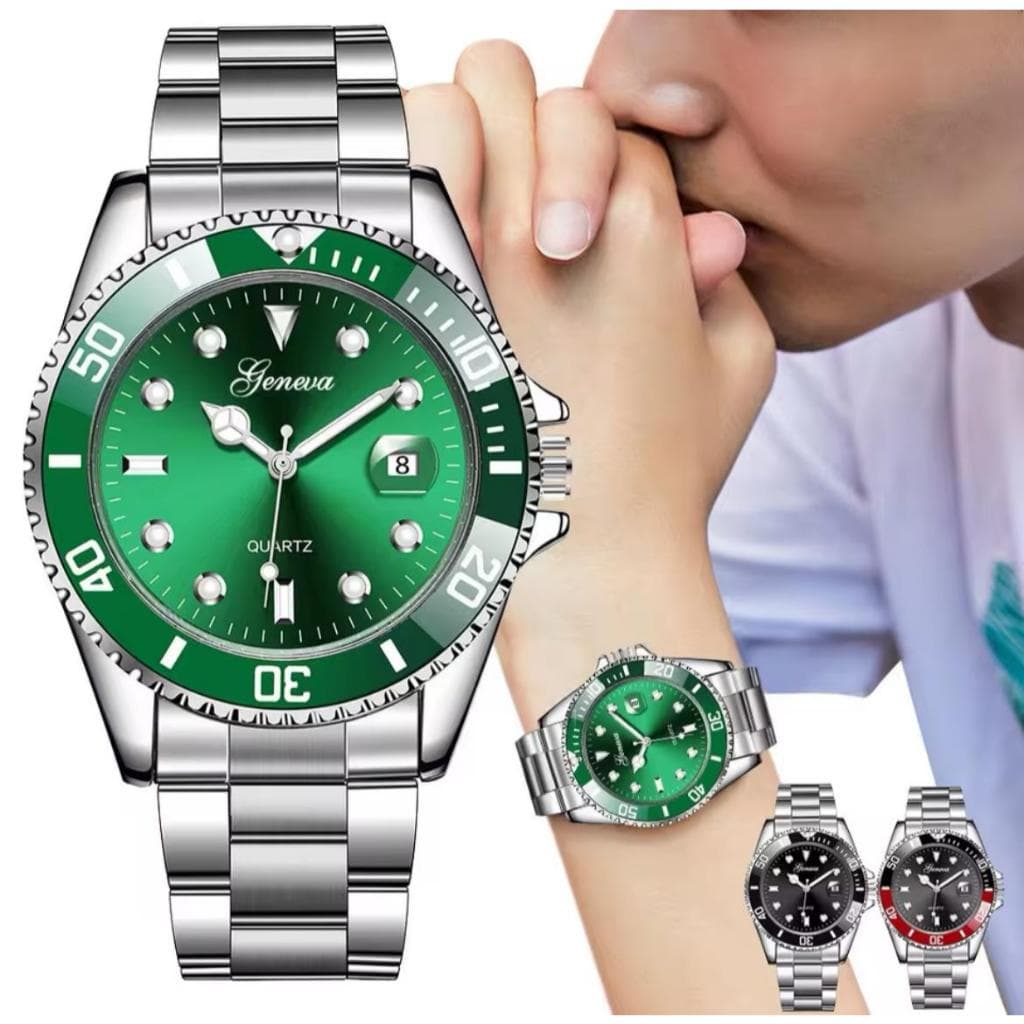 Relogio Masculino Geneva Aço Inox Watch for Men, Relógios de Luxo com Calendário e Data