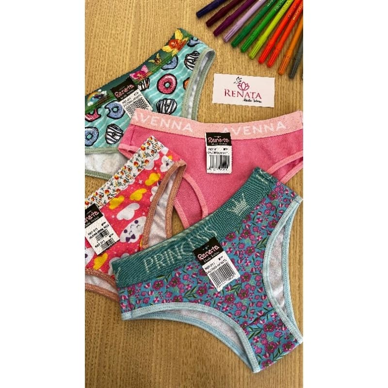 Kit10 Calcinha menina moça de algodão com cós