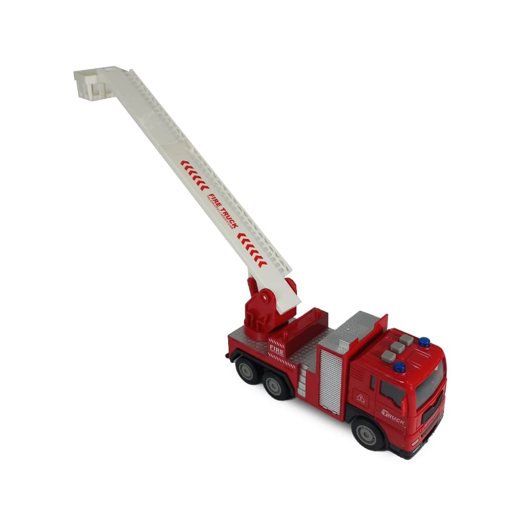 caminhão miniatura de bombeiros escada magiros carrinho de incêndio brinquedo fricção livre presente dia das crianças caminhãozinho escala 1/32