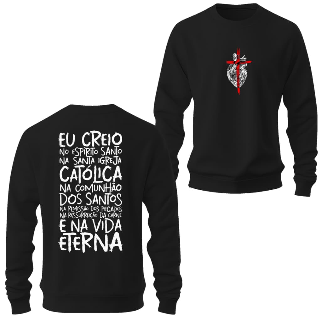 Moletom gola careca catolico estampado oração credo costas