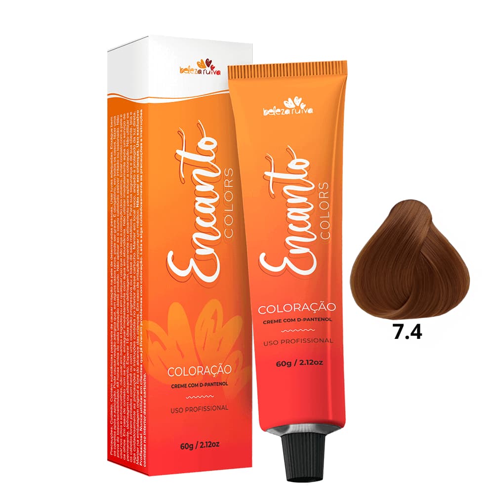 Tinta Permanente Ruivo Natural Acobreado 7.4 60g Coloração Profissional Beleza Ruiva Cowboy Copper