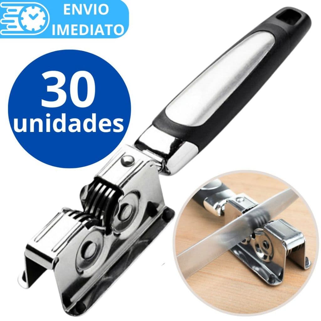 KIT 30 Afiador Amolador de Facas de Aço Inox Profissional para Casa Restaurante Resistente 3 Laminas