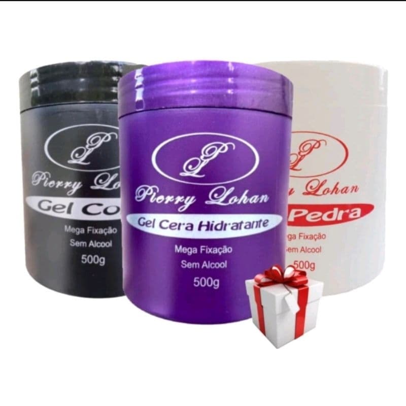 Gel Para Cabelo Pierry Lohan 500g cada Kit 3 unidades Cera Cola Pedra.