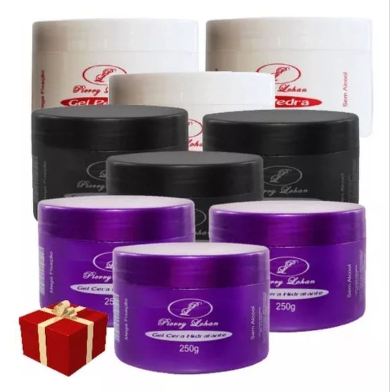 Gel Para Cabelo Pierry Lohan 250g Kit 3 Cera 3 Cola 3 Pedra