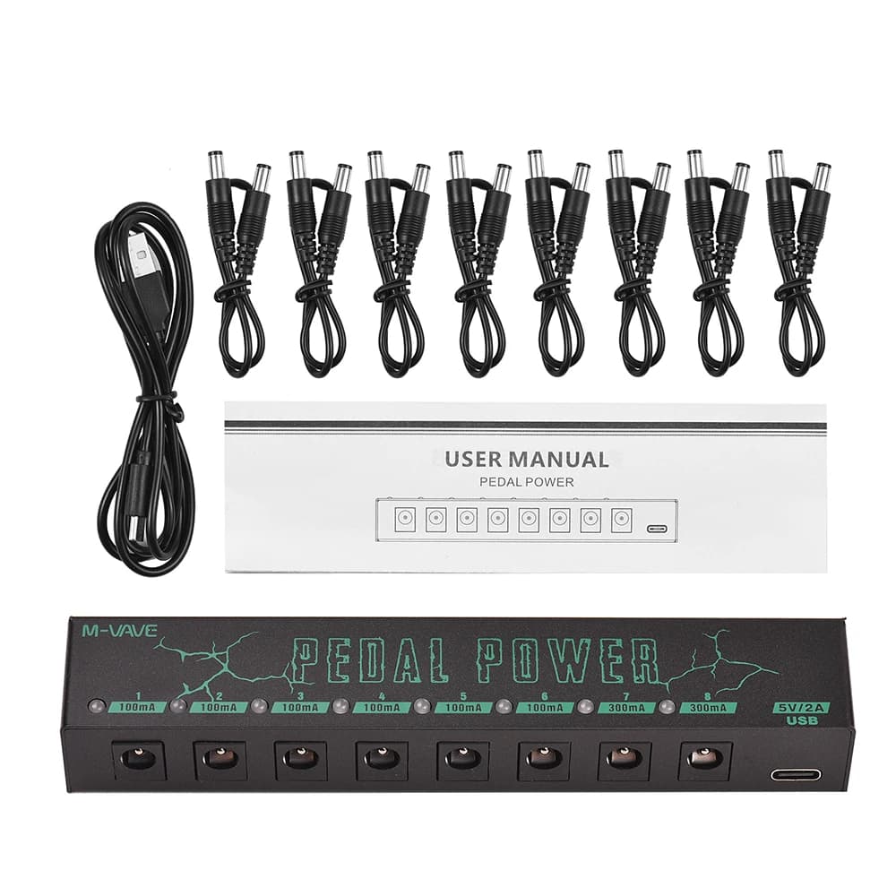 M-vave Guitar Effect Pedal Power Supply 8 saídas DC isoladas/ 5V USB Output Low Noise For 9V Effect Pedal Guitar