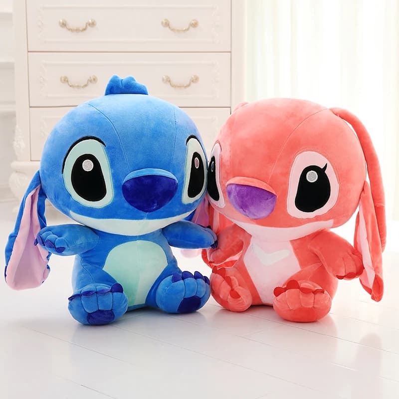 Lilo e Stitch de Pelúcia 35cm Gigante Original Importado Disney Stich Azul e Angel Rosa Fofo Dormir Brinquedo Crianças