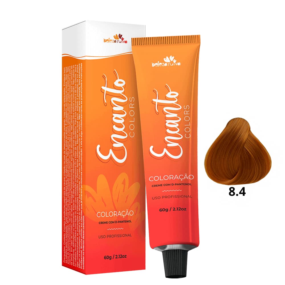 Tinta Permanente Ruivo Cobre Natural 8.4 60g Alta Cobertura Beleza Ruiva Copper Hair Profissional