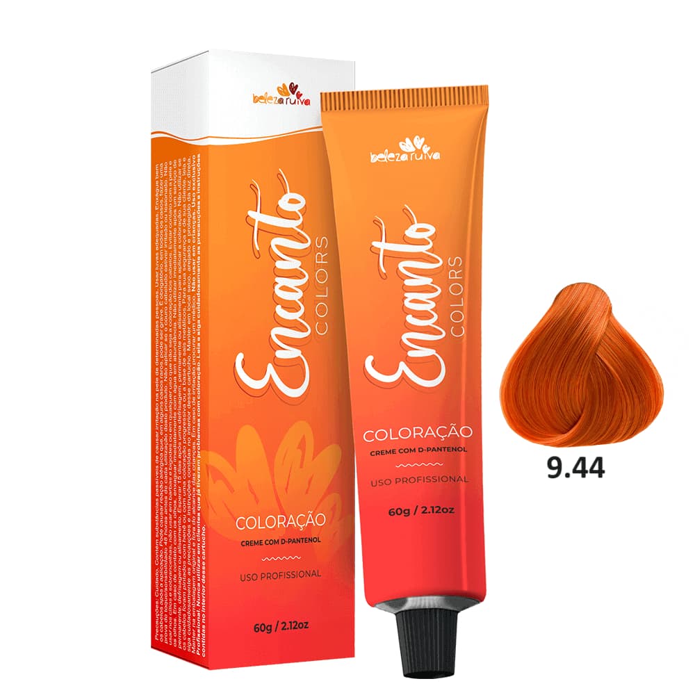 Tinta Permanente Ruivo Cobre Intenso 9.44 60g Beleza Ruiva Coloração Profissional Louro Muito Claro