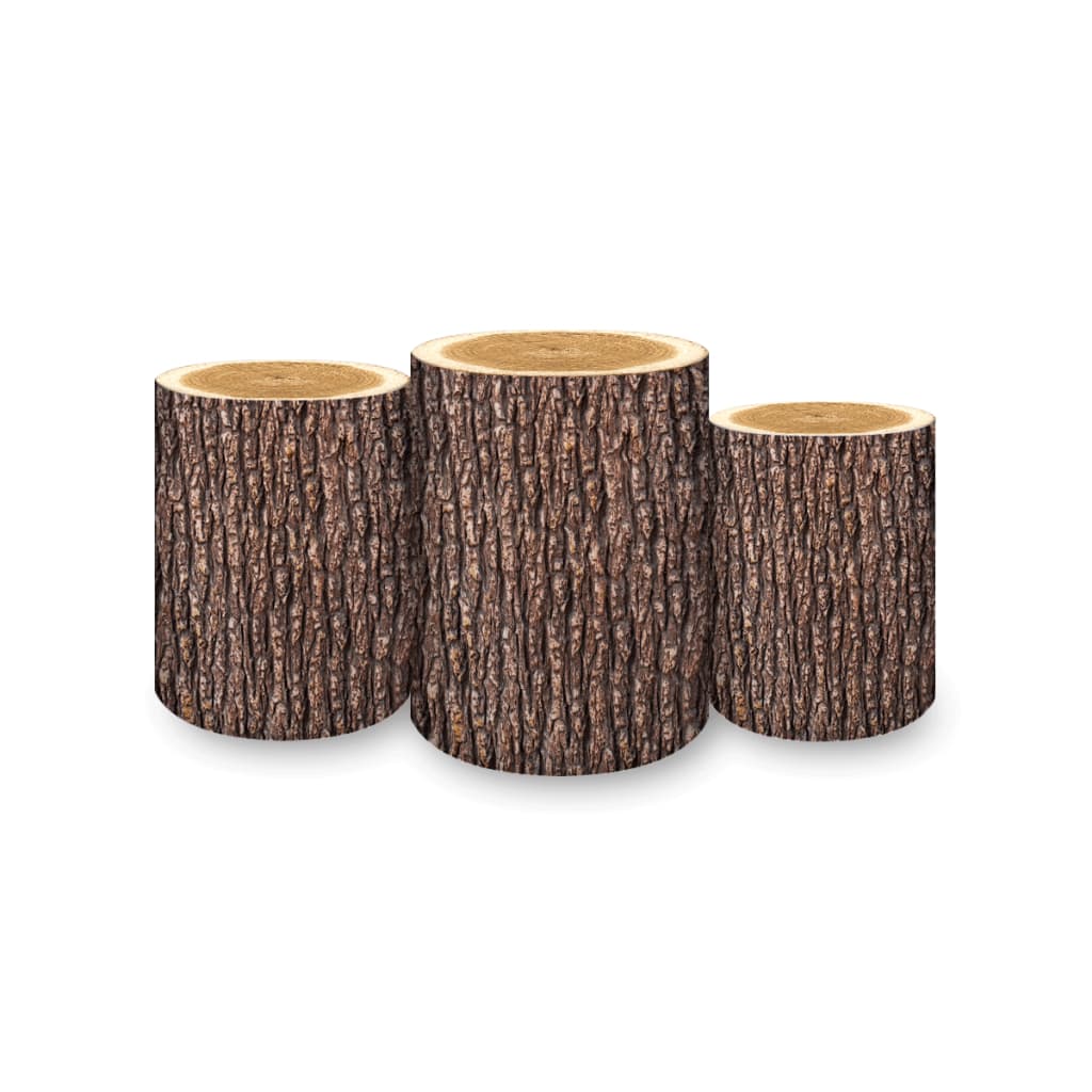 Trio de Capas de Cilindros Para Festa Sublimados Tema Madeira