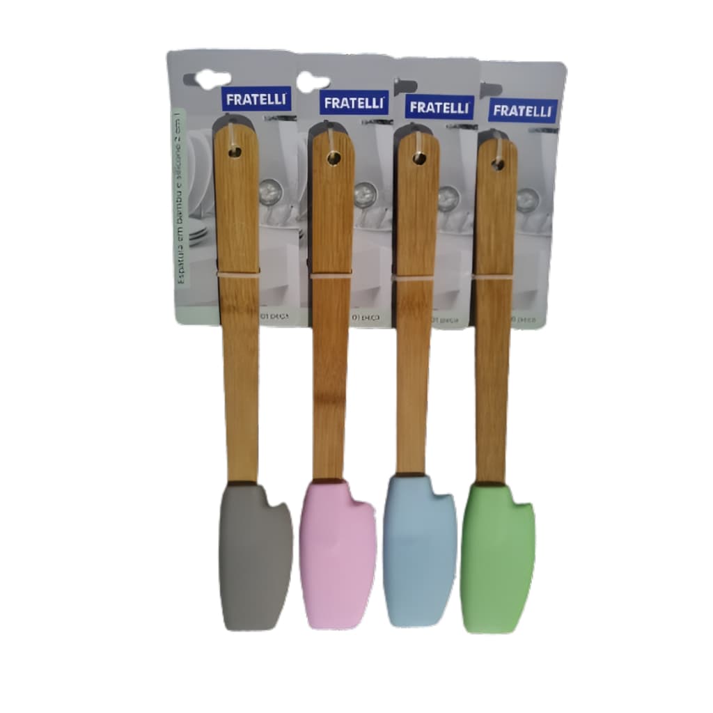 Espátula em Silicone 2 em 1 com Cabo de Bambu - FRATELLI
