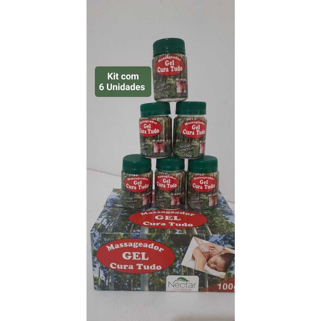 Kit com 6 unidades gel massagem cura Néctar 100gr - ORIGINAL