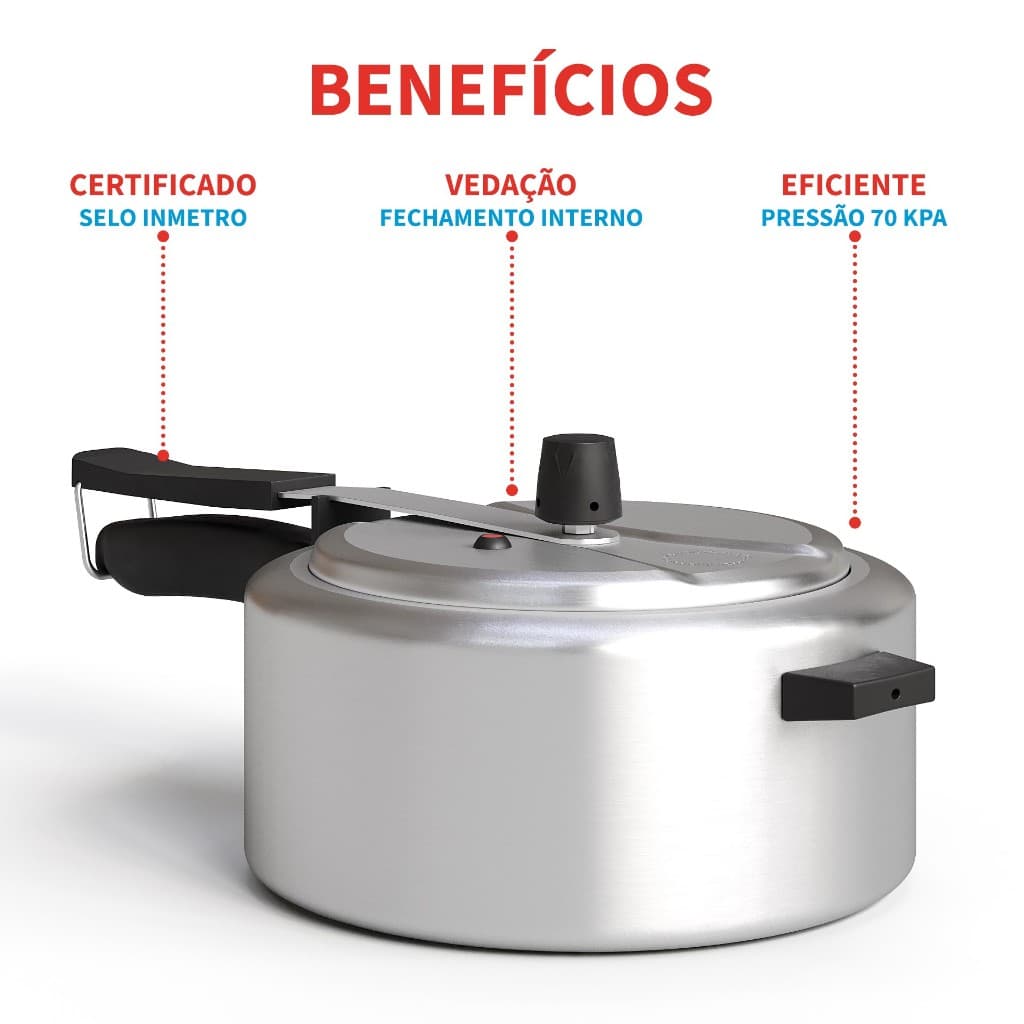 Panela De Pressão 2,5 Litros Pequena Alumínio Resistente Prática