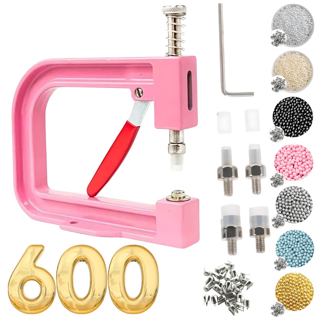 Kit Aplicador Perolas rosa 600 Perolas 600 rebites p Perola