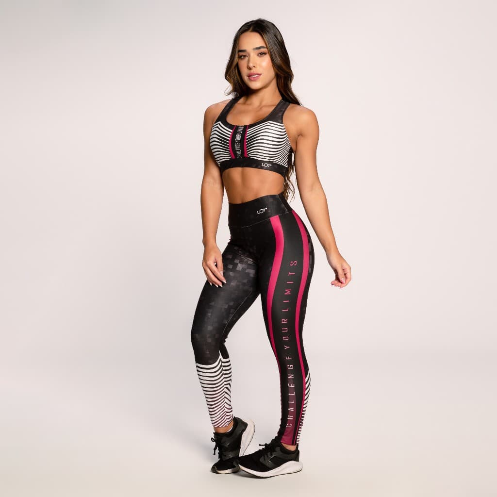 Conjunto Fitness Suplex Estampado Academia Feminino Top E Calça Challenge Lot Fitness