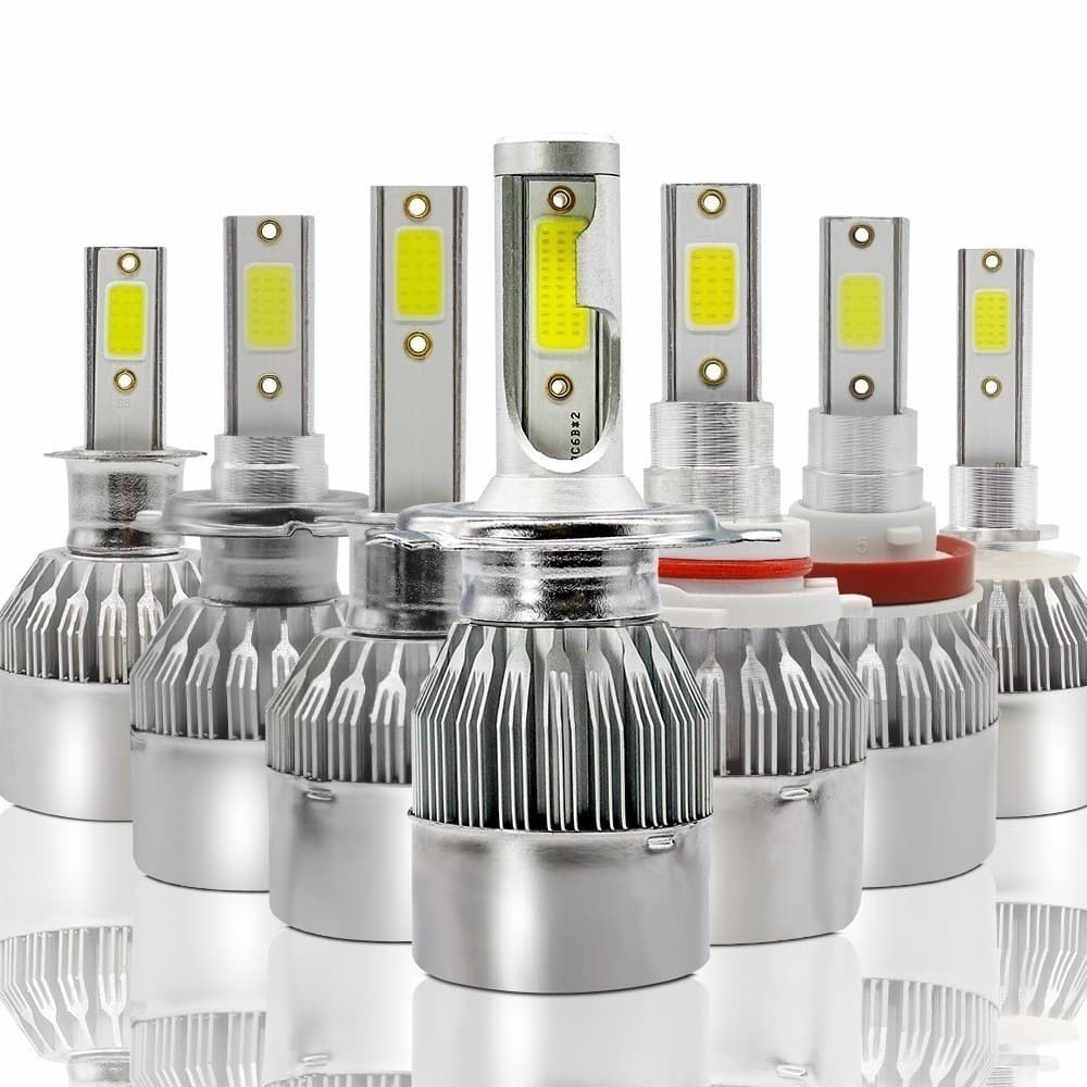 Par de Lâmpadas C6 Super Led  12V a 24V 6000K H1 H3 H4 H7 H11 H13 H16 H27 HB3 HB4