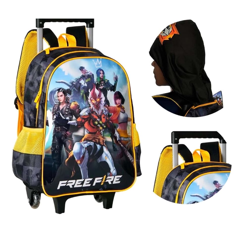 Mochila de Carrinho Free Fire Com Capuz Meninos Juvenil Original mochila infantil reforçada menino