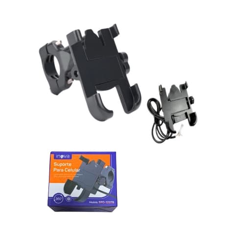 Suporte Celular Moto Bike Giratorio 360° Alumínio Resistente SPO-12379 Inova