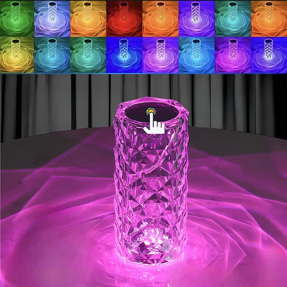 Luminária Cristal De Mesa Com Controle Remoto E Toque Recarregável Sem Fio Portátil Rgb 16 Cores Diamante Decorativa Luminária De Mesa Cristal Diamante Para Quarto